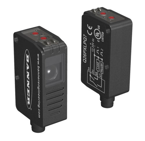 Sensore fotoelettrico a riflessione coassiale - Q26 SERIES CLEAR OBJECT SENSOR - BANNER ENGINEERING CORP. - rettangolare / luce rossa / compatto