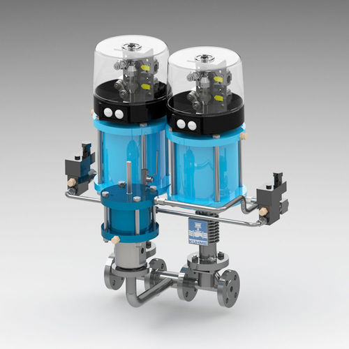 Valvola a otturatore - KVF-KVF - Kühme Armaturen GmbH - pneumatica / doppio blocco e spurgo / di distribuzione