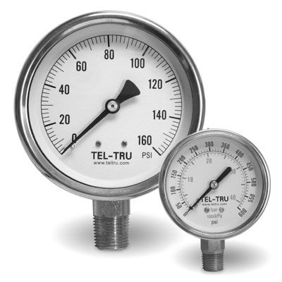 Manometro analogico - 33 series - Tel-Tru Manufacturing - filettato / in acciaio inossidabile / a tubo Bourdon
