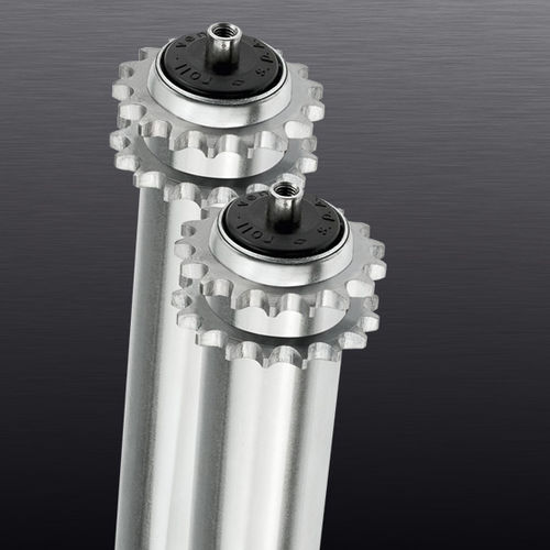 Rullo trasportatore con trasmissione a catena - GAMMA 2R - roll-ven spa - in PVC / in termoplastica / in acciaio inossidabile