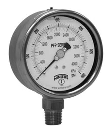 Manometro con quadrante - PFP Series - WINTERS INSTRUMENTS - filettato / in acciaio inossidabile / a tubo Bourdon a liquido