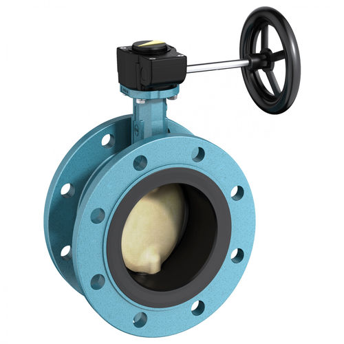 Valvola a farfalla - F 012-A - EBRO ARMATUREN Gebr. Bröer GmbH - con volante / per acque reflue / con doppia flangia