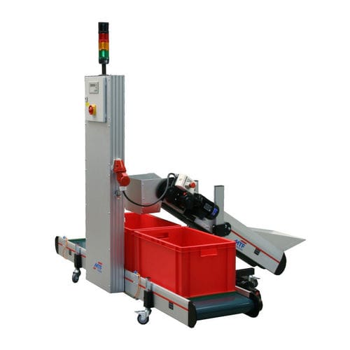 Trasportatore a nastro - GL-EM 010 / GL-EM 230  - MTF Technik Hardy Schürfeld GmbH & Co. KG  - orizzontale / da trasporto / per casse