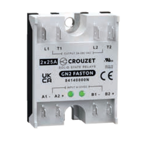 Relè statico bifase - GN2 - Crouzet - DC / per montaggio su pannello / connessione Faston