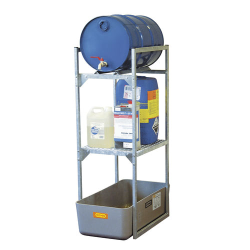 Scaffalatura da officina - 120 - CEMO - con ripiani / per carichi medi / per fusti con vasca di ritenzione