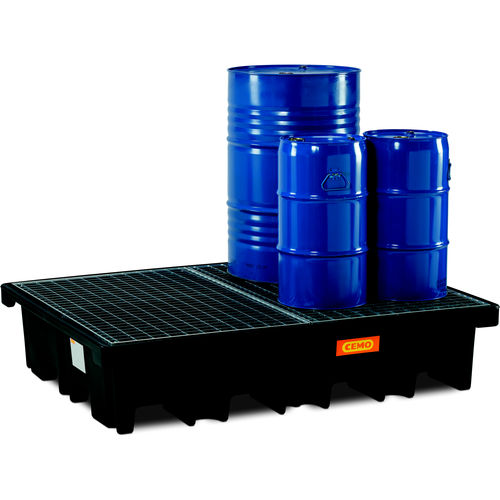 Vasca di raccolta 2 fusti - CEMO - 4 fusti / in polietilene / per pallet