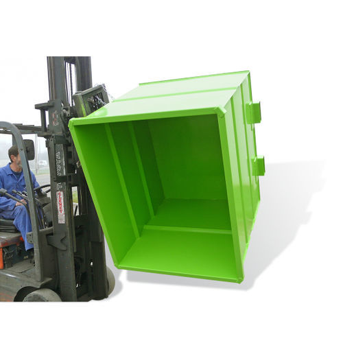 Benna ribaltabile per carrello elevatore - BR series - GOUBARD - aperta / elevabile