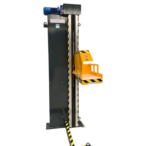 Sollevatore e ribaltatore elettrico - MER125°005-055-035-1750-3851-2 - MANERGO - a colonne / in acciaio inossidabile / per casse