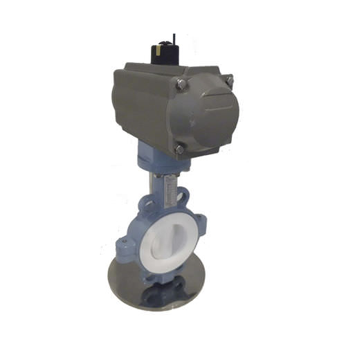 Valvola a farfalla - D671F(Full)-16c, DNV, CE - Zhejiang Kangsaite Valve Co., Ltd. - a comando pneumatico / per acqua di mare / rivestita in PTFE