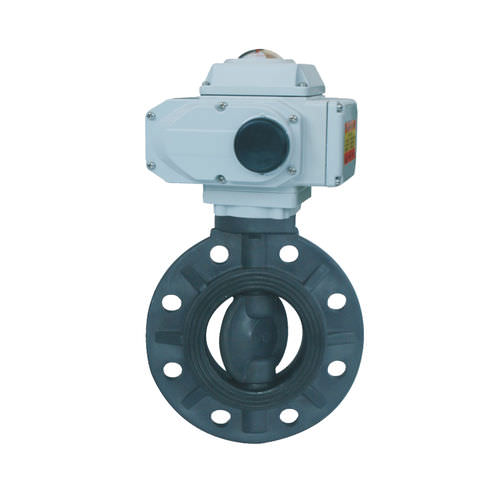 Valvola a farfalla - D971X-10PVC - Zhejiang Kangsaite Valve Co., Ltd. - con attuatore elettrico / di regolazione / per aria