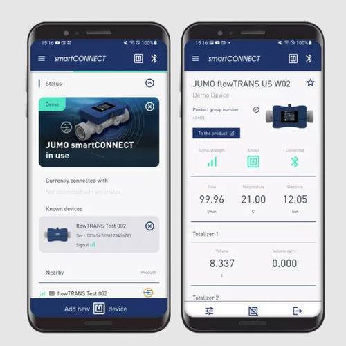 Applicazione mobile di configurazione e diagnostica - smartCONNECT - JUMO Group - di acquisizione dati / di supervisione / per misuratore