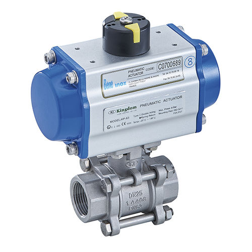 Valvola a sfera - 50070 - BENE INOX - a comando pneumatico / femmina-femmina / 3 pezzi