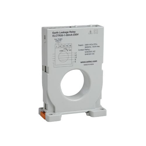 Relè di protezione con dispersione a terra - ELCTR35-1-30mA series - SELEC Controls Pvt. Ltd. - di corrente / 1NA/NC / trifase