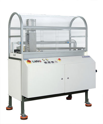 Macchina da taglio con ghigliottina - BASAR HEAVY MACHINERY INC - per materie plastiche / per tubi plastici / controllata da PLC