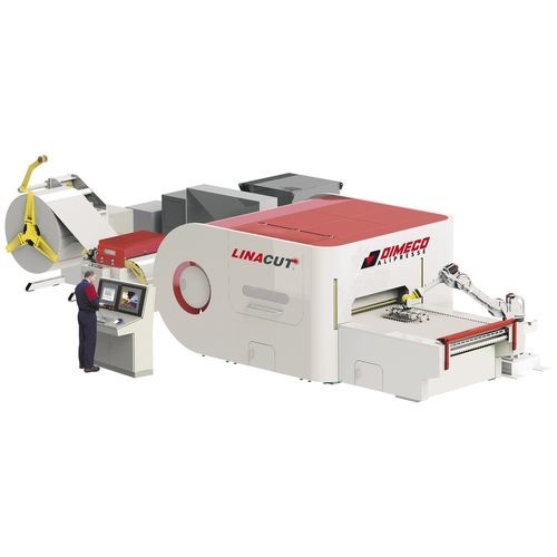 Linea di taglio laser a fibra - DIMECO - per metallo / impilatori / alimentata a bobina