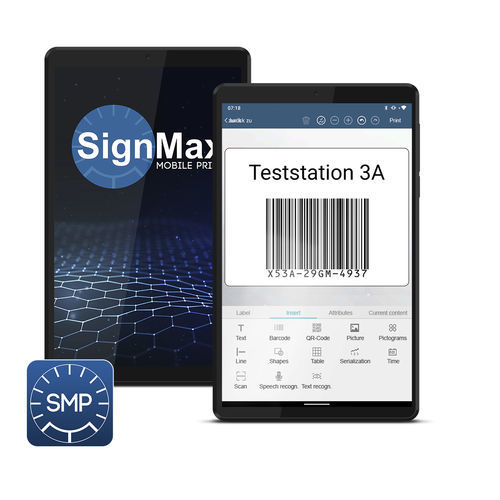 Software di creazione di etichette codice a barre - SignMax MP - Max Systems GmbH - di stampa di etichette / Androïd