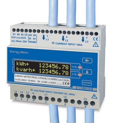 Contatore di energia elettrica trifase - C15DPL100 - FRER - su guida DIN / Modbus RTU / con comunicazione integrata