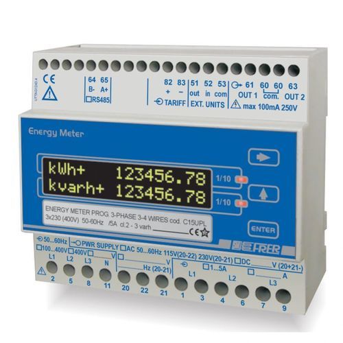 Contatore di energia elettrica trifase - C15UPL - FRER - su guida DIN / bidirezionale / con display LCD