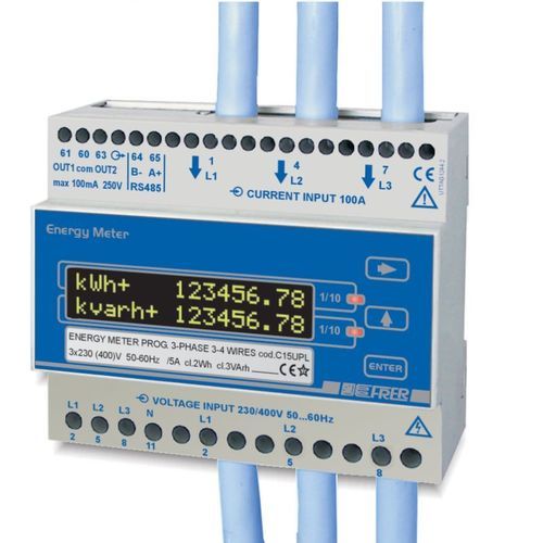 Contatore di energia elettrica trifase - C15UPL100 - FRER - su guida DIN / Modbus RTU / con display LCD