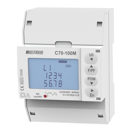 Contatore di energia elettrica trifase - C70QPL100M4CAD - FRER - su guida DIN / con comunicazione integrata / uscita ad impulsi