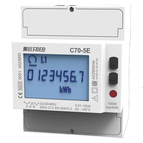 Contatore di energia elettrica trifase - C70QPL005E4CAD - FRER - su guida DIN / multifunzione / certificato MID