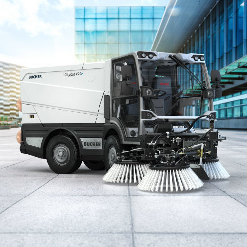 Spazzatrice montata su veicolo - CityCat V20e - Bucher Municipal AG - elettrica / da esterno / per polveri