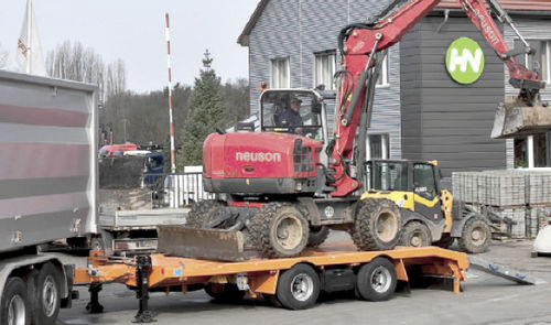 Rimorchio a pianale - Hüffermann Transportsysteme GmbH  - da cantiere / a 2 assi / trainato