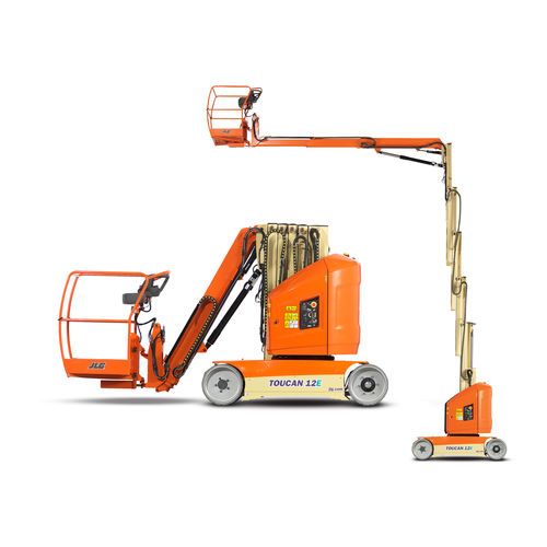 Piattaforma a sfilo verticale mobile - T12E-Plus Toucan®  - JLG Industries Inc. - con alimentazione a batteria / per uso in interni ed esterni / compatta