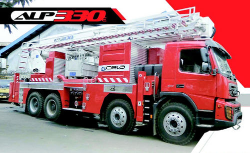 Piattaforma antincendio montata su camion - ALP 330 E - Cela - telescopica / con braccio articolato / per pompiere
