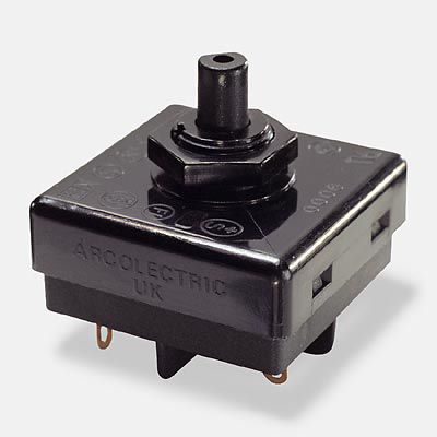 Interruttore rotativo - 2 A, 250 V | 9000 - Arcolectric - unipolare / resistente agli spruzzi / a 4 posizioni