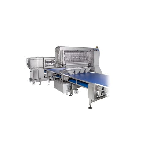 Unità di farcitura per pizza controllata da PLC - Alimec - ad alta capacità / multitesta / di funghi