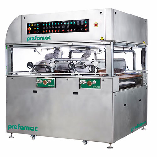 Macchina per rivestimento e tempra per cioccolato - SWITCH ULTRA - Prefamac Chocolate Machines N.V. - in acciaio inossidabile / con tavola vibrante