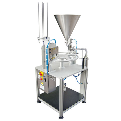 Riempitrice-opercolatrice semiautomatico - RPC CUBA - Rotopack S.r.l. - per barattoli e vasetti / per liquidi / per latticini