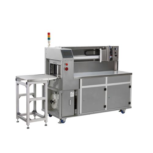 Macchina posa fascetta automatica - WK04-30LAB - DONGGUAN XUTIAN MACHINE CO.LTD. - con film OPP / in linea / con nastro trasportatore