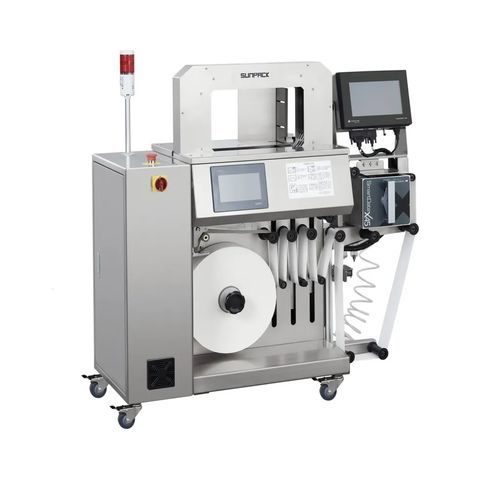 Macchina posa fascetta automatica - WK06-75C-MRQ - DONGGUAN XUTIAN MACHINE CO.LTD. - con film OPP / con stampante / per l'industria farmaceutica