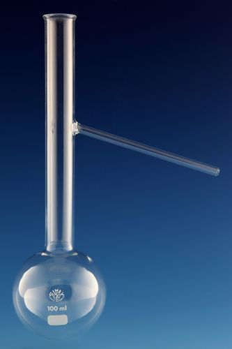 Fiala di distillazione - 250 - 500 ml - Dixon Glass Ltd - in vetro borosilicato / per analisi chimica