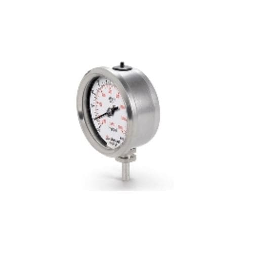 Manometro con quadrante - IMPG50CP1 series - HAM-LET - filettato / in acciaio inossidabile / a tubo Bourdon a liquido