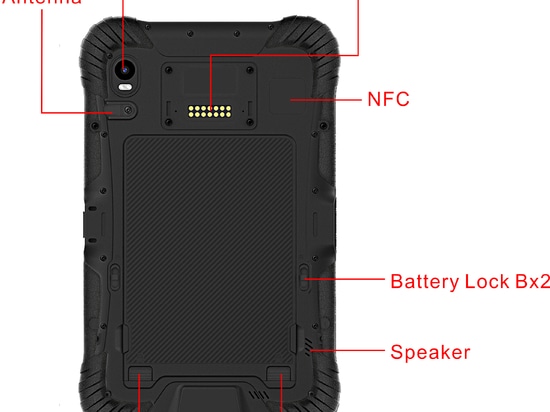 Tablet 8''' impermeabile ultra resistente con lettore RFID HF e UHF e scanner di codici a barre