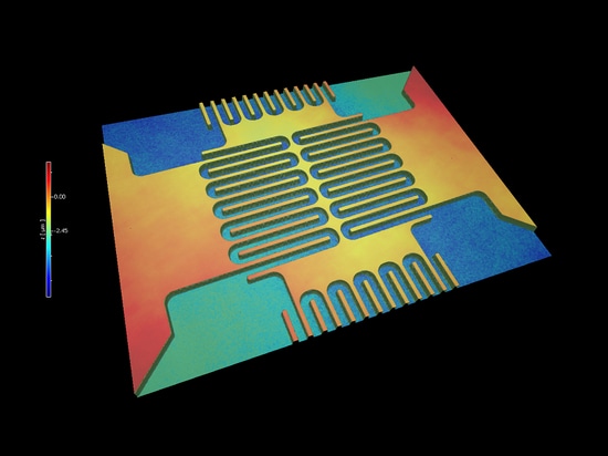 Zoom 10x sulla topografia del sensore di pressione MEMS