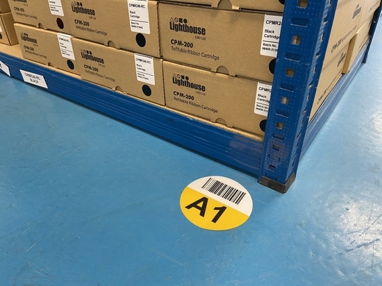 Posizione pallet circolare - Corsia contrassegnata e con codice a barre