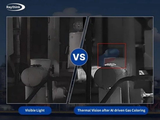 Rilevamento di fughe di gas: Luce visibile vs. visione termica dopo la colorazione del gas guidata dall'AI
