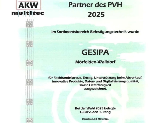 GESIPA® si aggiudica il primo posto del PVH Partner Award