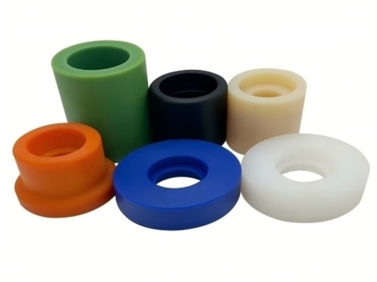 Cuscinetti e guide di scorrimento personalizzati in UHMW-PE e nylon, con forme speciali e resistenti all'usura, per macchinari industriali