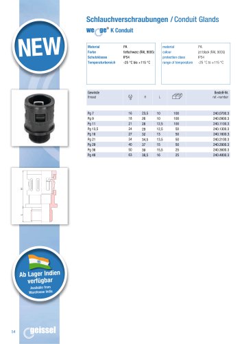 wege® K Conduit Gland data sheet