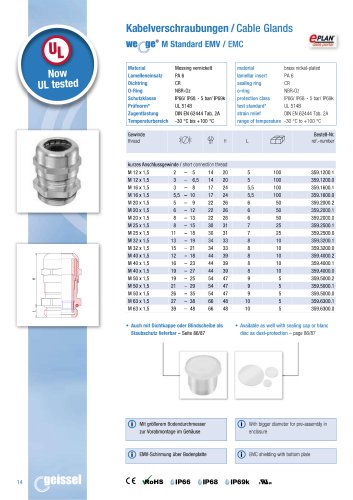 wege® M EMC 359. Cable Gland data sheet