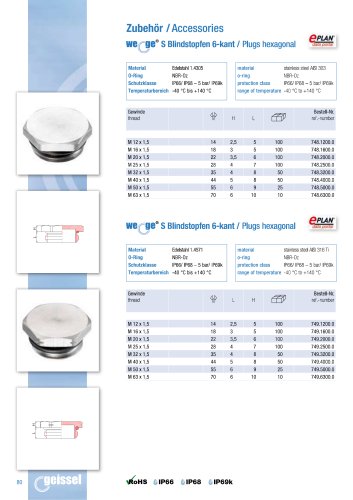 wege® S Plugs hexagonal data sheet