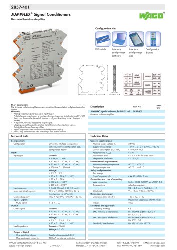 2857-401 JUMPFLEX® transducer; Universal isolation amplifier