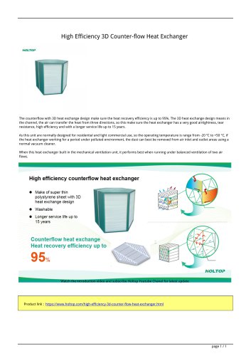 High Efficiency 3D Counter-flow Heat Exchanger