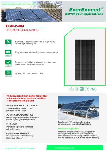 Monocrystalline photovoltaic solar panel ESM-240M