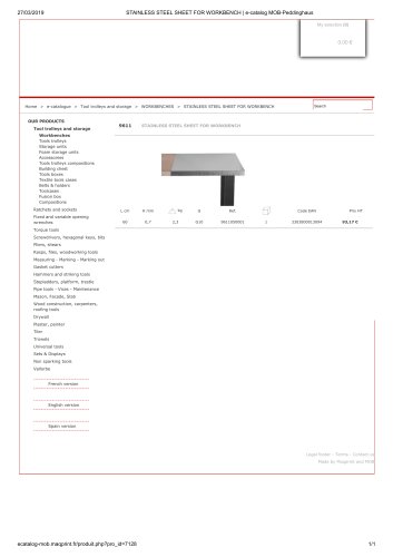 STAINLESS STEEL SHEET FOR WORKBENCH